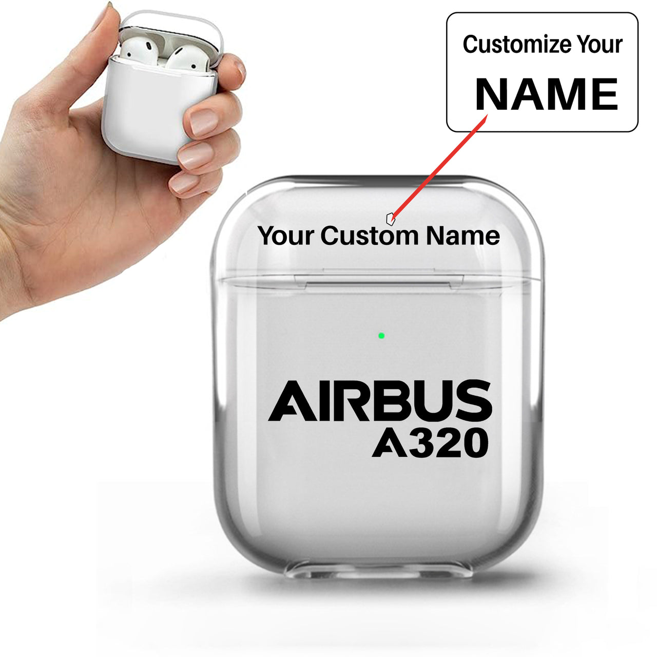 Airbus A320 & Text Designed Transparent Earphone AirPods Cases