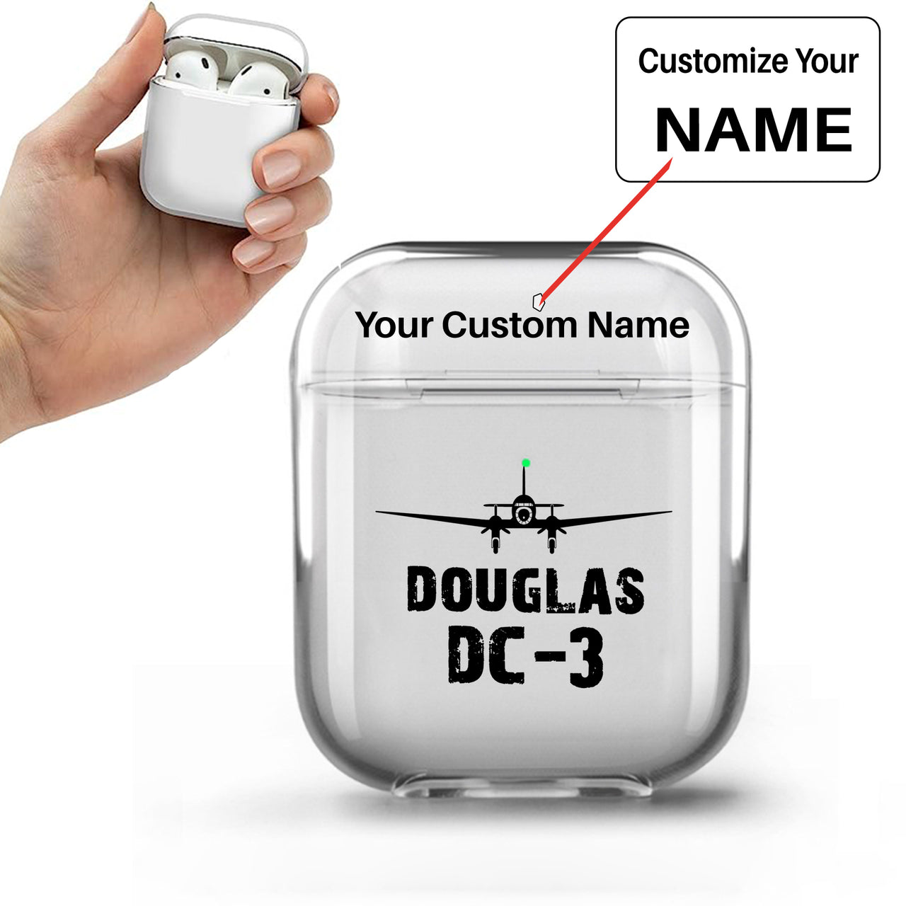 Douglas DC-3 & Plane Designed Transparent Earphone AirPods Cases