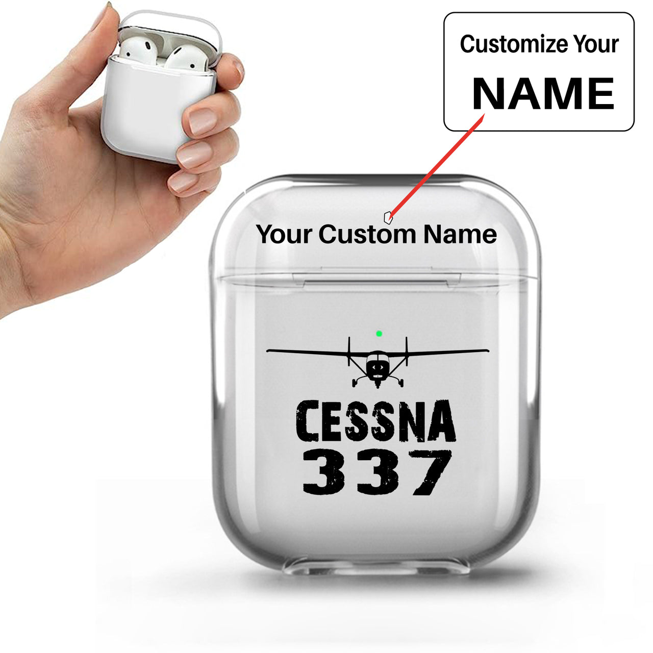 Cessna 337 & Plane Designed Transparent Earphone AirPods Cases