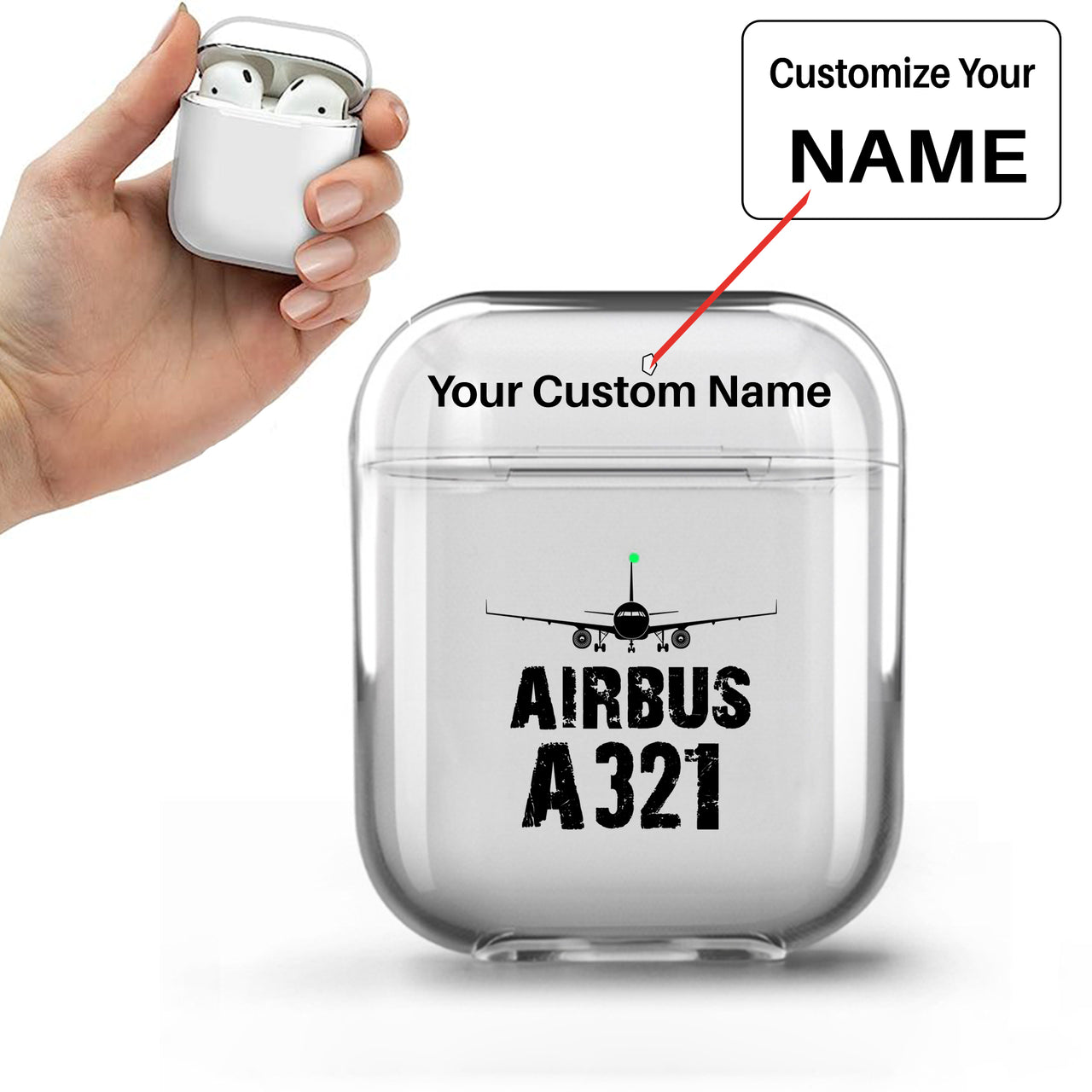 Airbus A321 & Plane Designed Transparent Earphone AirPods Cases