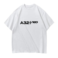 Thumbnail for A321neo & Text Designed Relax Fit T-Shirts