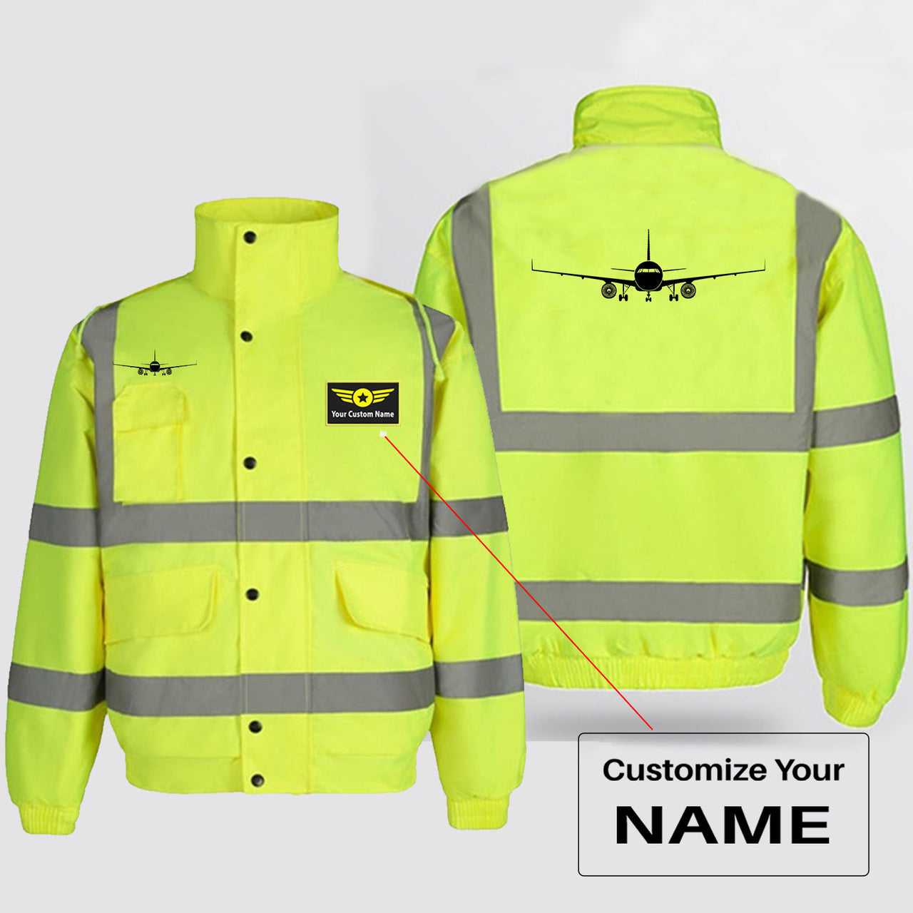 Airbus A320 Silhouette Designed Reflective Winter Jackets