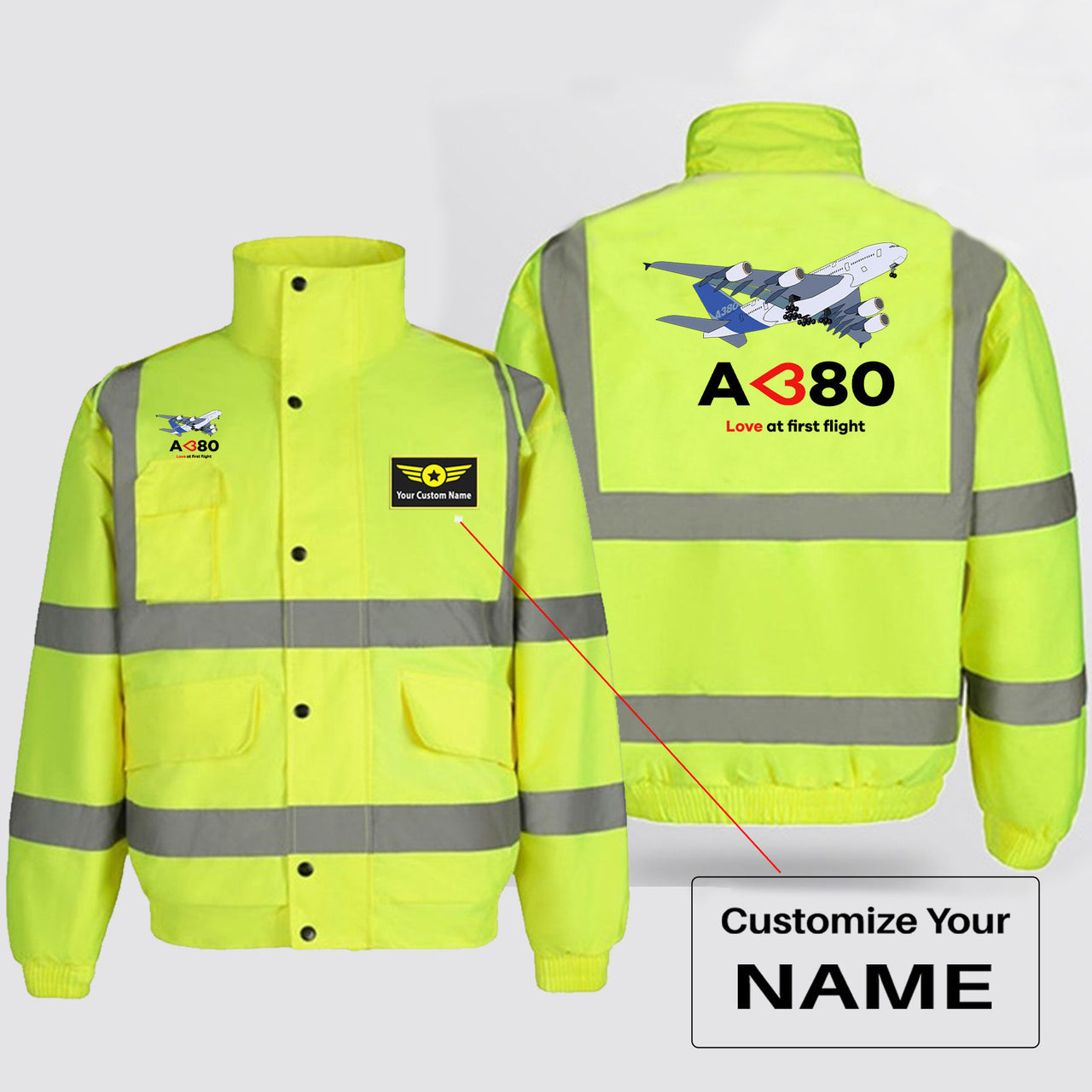 Airbus A380 Love at first flight Designed Reflective Winter Jackets