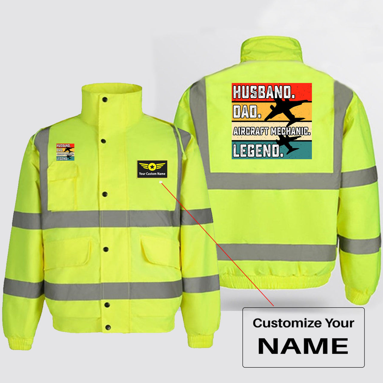 Husband & Dad & Aircraft Mechanic & Legend Designed Reflective Winter Jackets