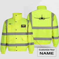 Thumbnail for Embraer E-190 Silhouette Plane Designed Reflective Winter Jackets