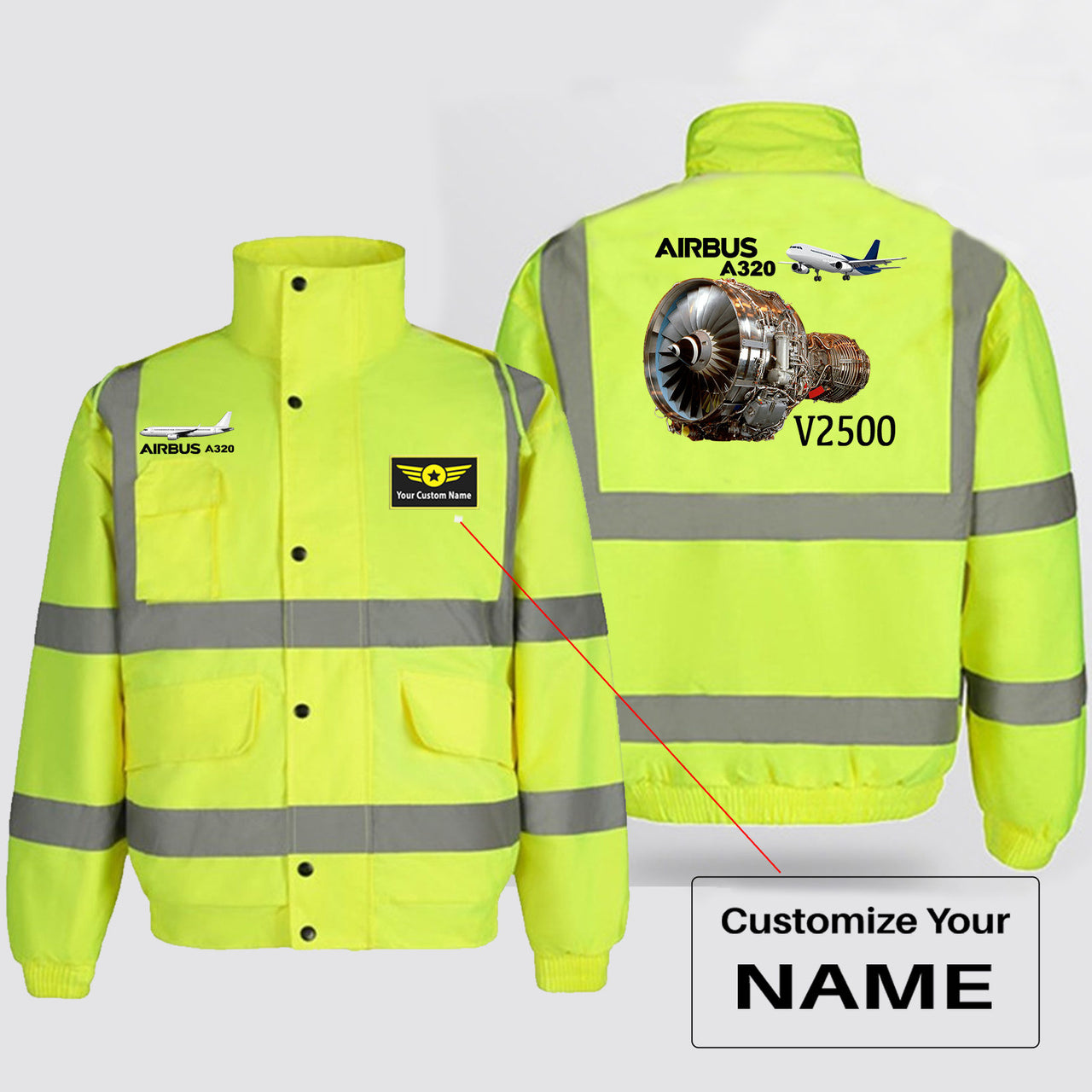 Airbus A320 & V2500 Engine Designed Reflective Winter Jackets