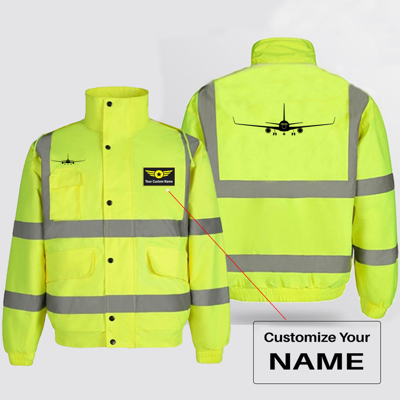 Boeing 767 Silhouette Designed Reflective Winter Jackets