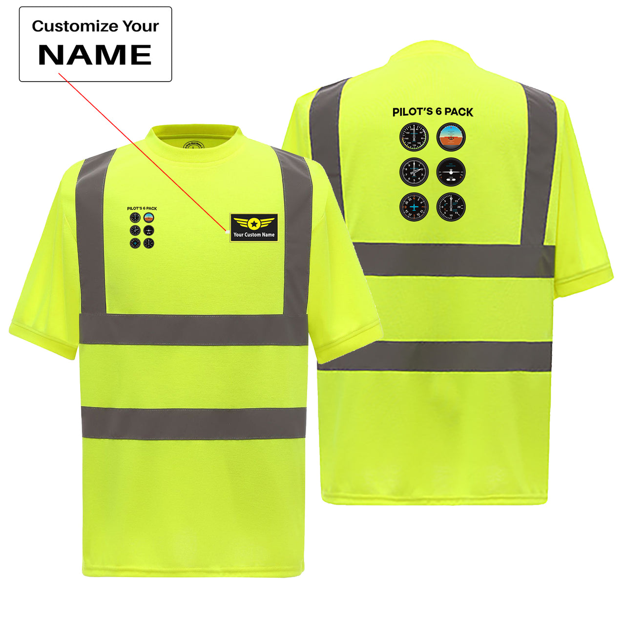 Pilot's 6 Pack Designed Reflective T-Shirts