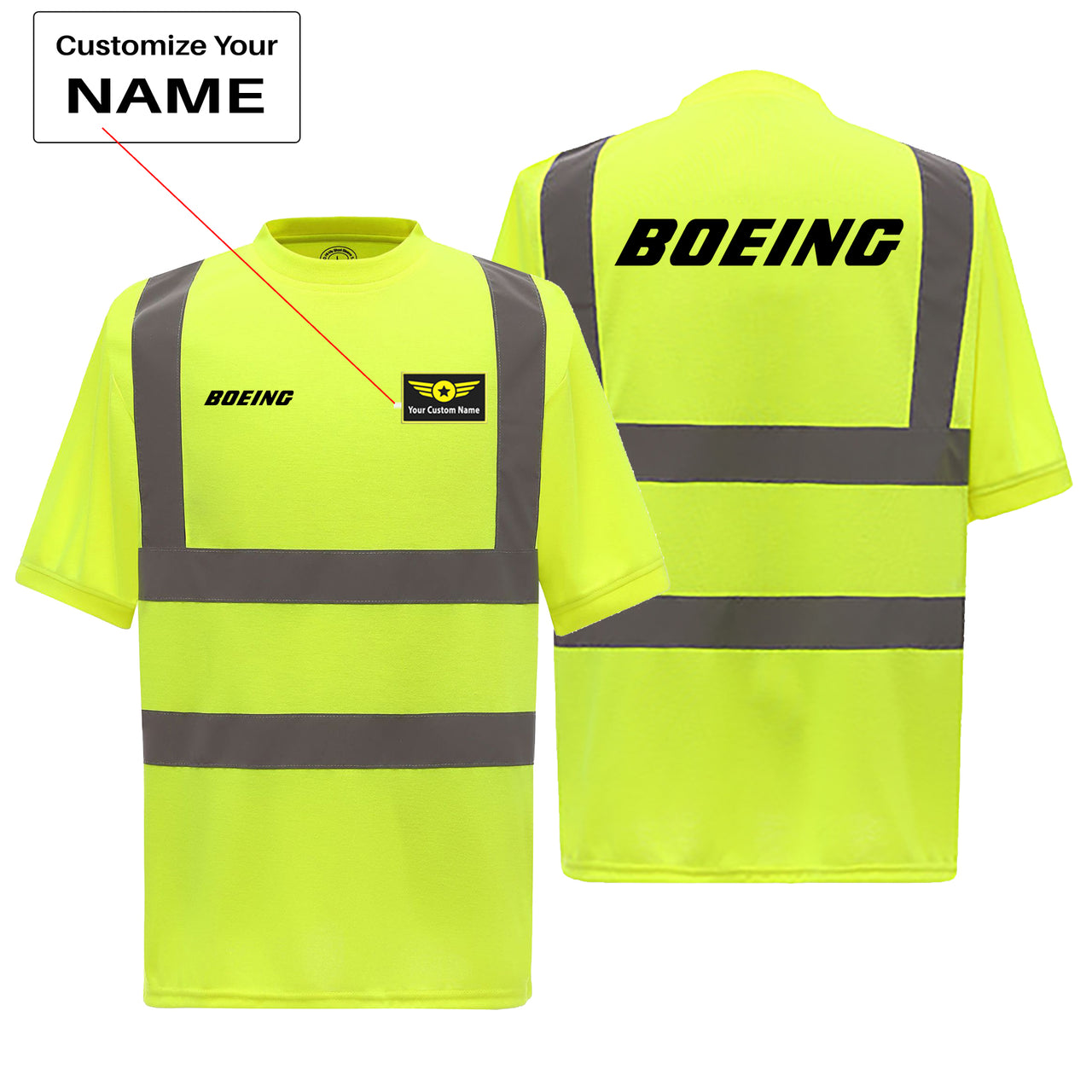 Boeing & Text Designed Reflective T-Shirts