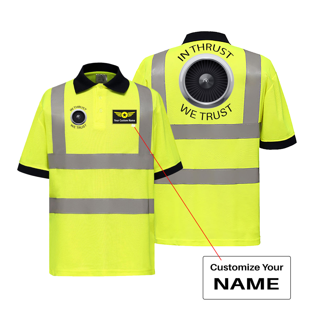 In Thrust We Trust Designed Reflective Polo T-Shirts