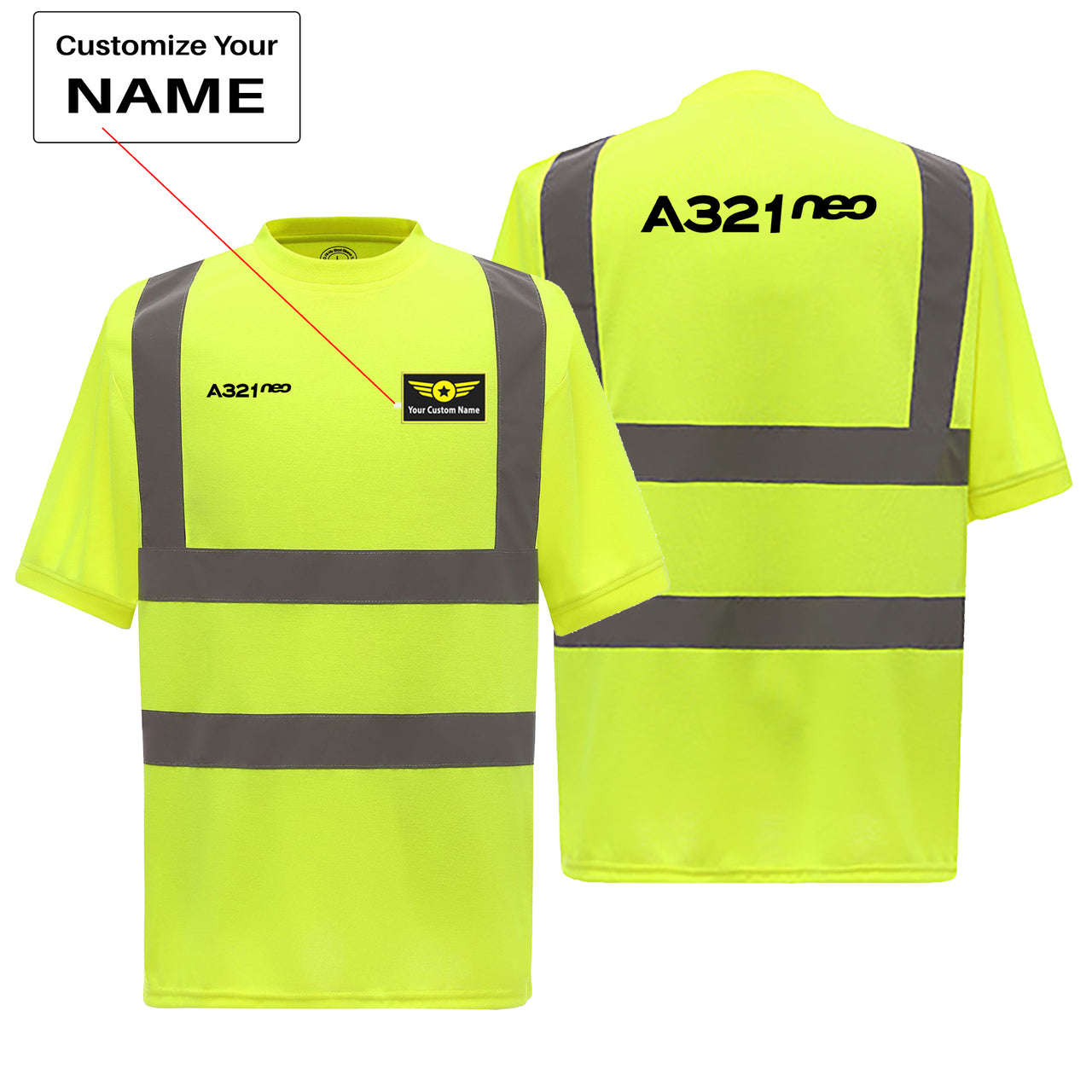 A321neo & Text Designed Reflective T-Shirts