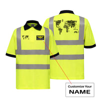 Thumbnail for World Map (Text) Designed Reflective Polo T-Shirts