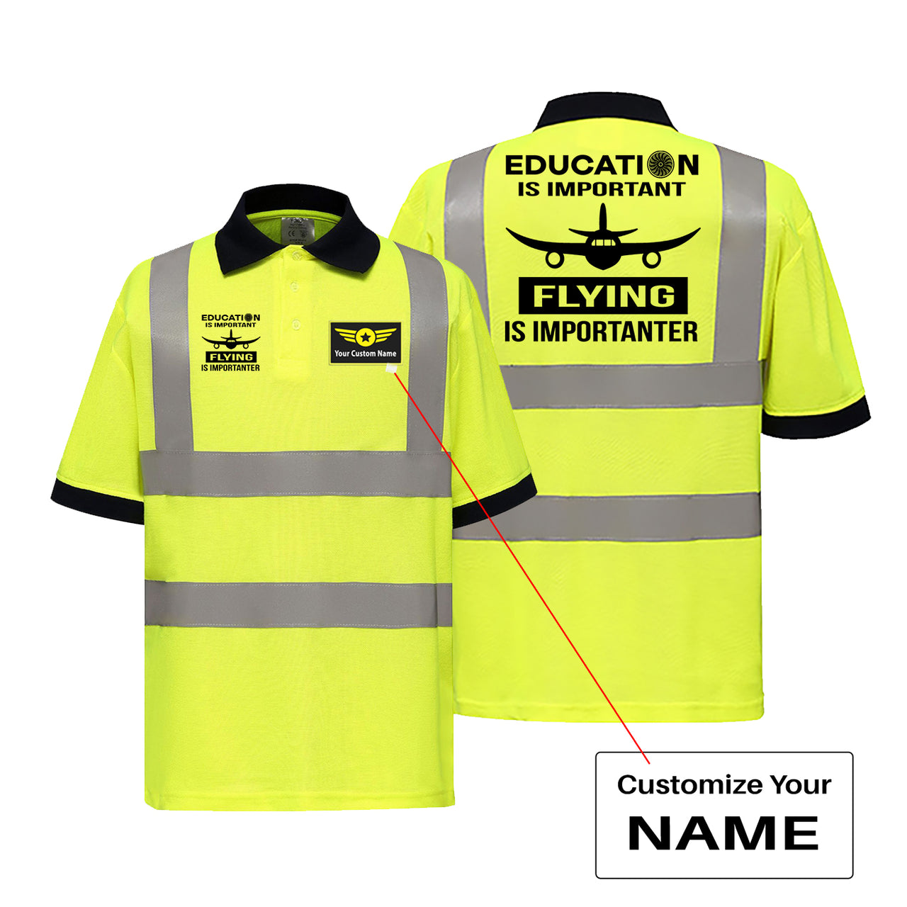 Flying is Importanter Designed Reflective Polo T-Shirts