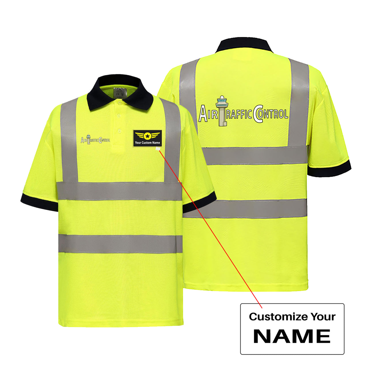 Air Traffic Control Designed Reflective Polo T-Shirts