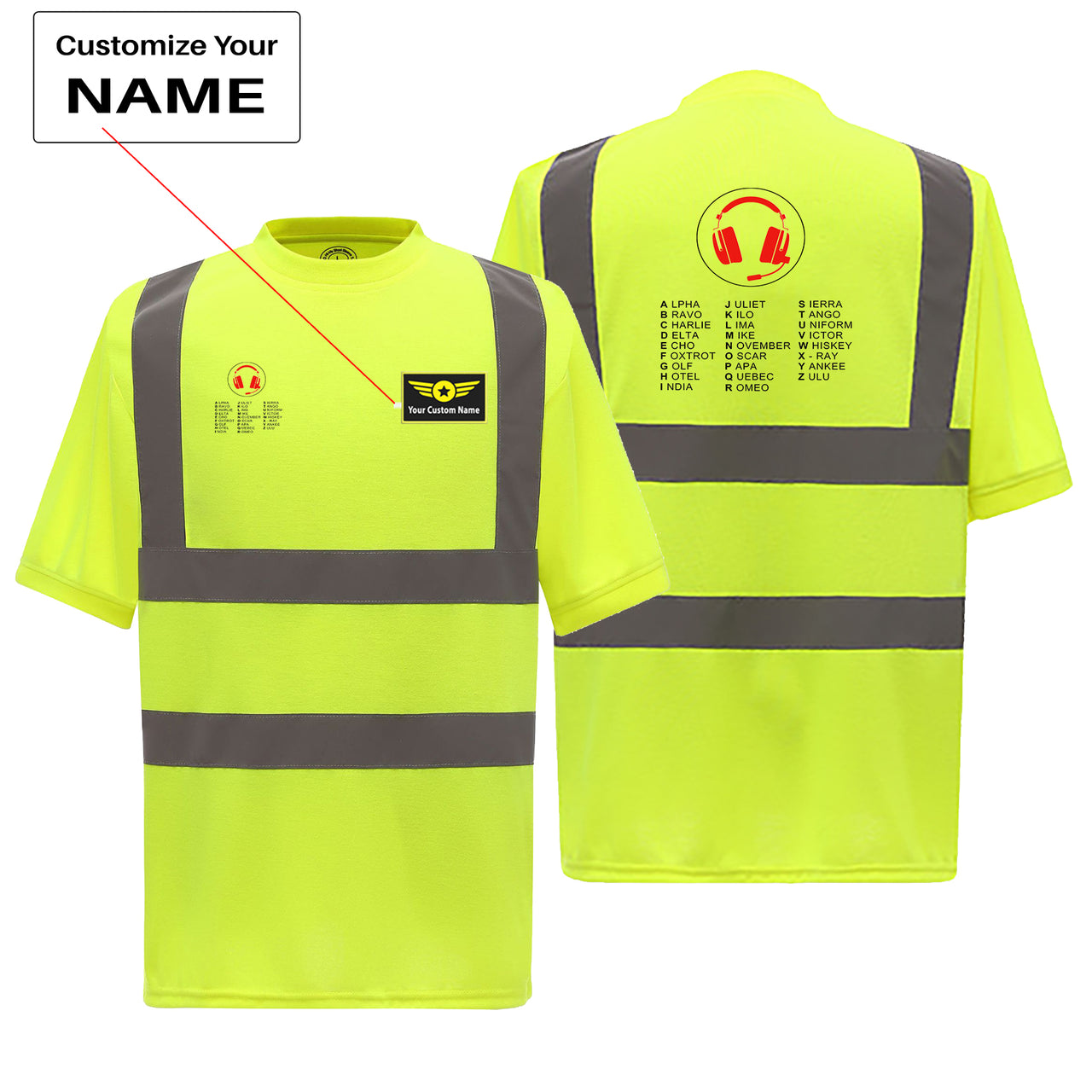 Aviation Alphabet 3 Designed Reflective T-Shirts