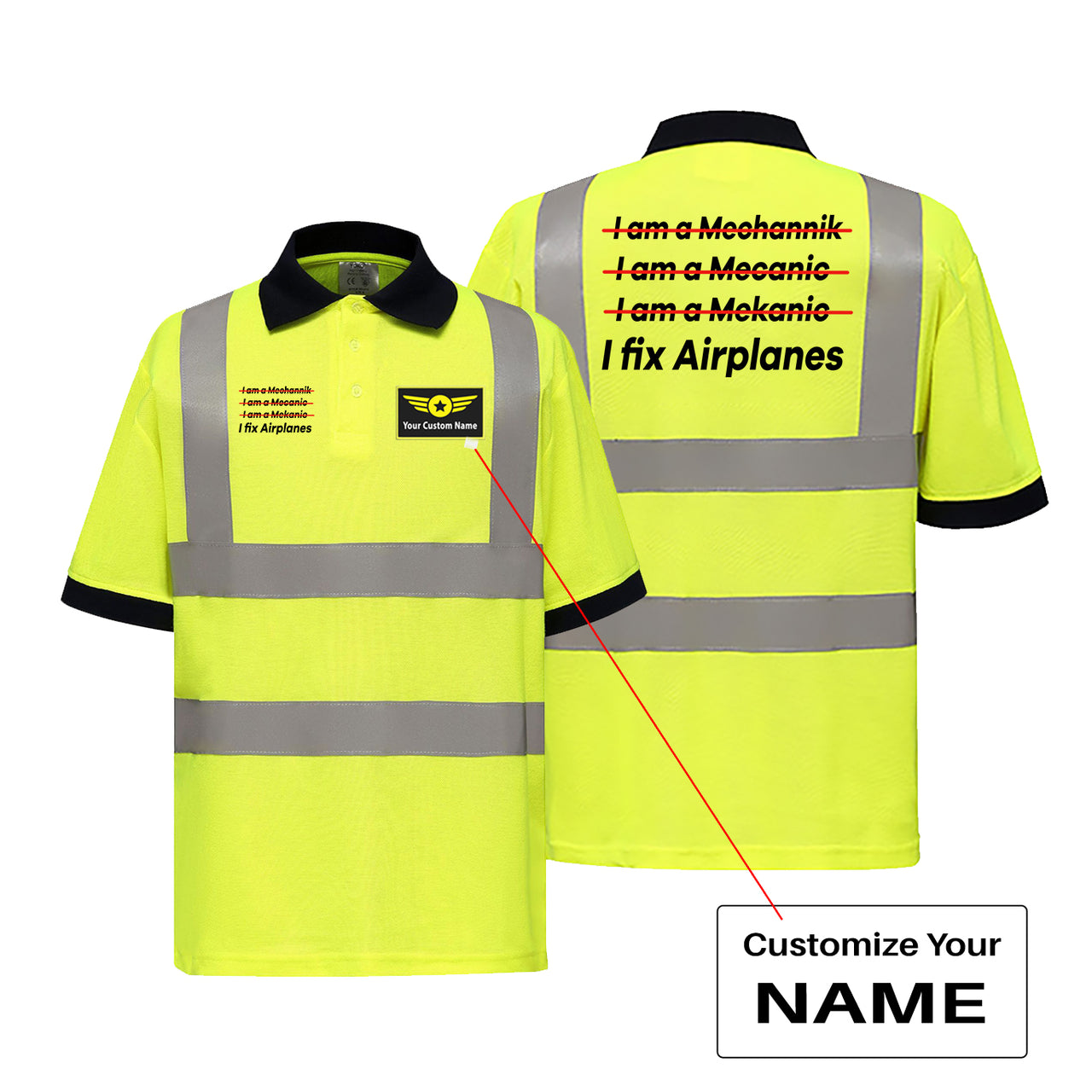 I Fix Airplanes Designed Reflective Polo T-Shirts