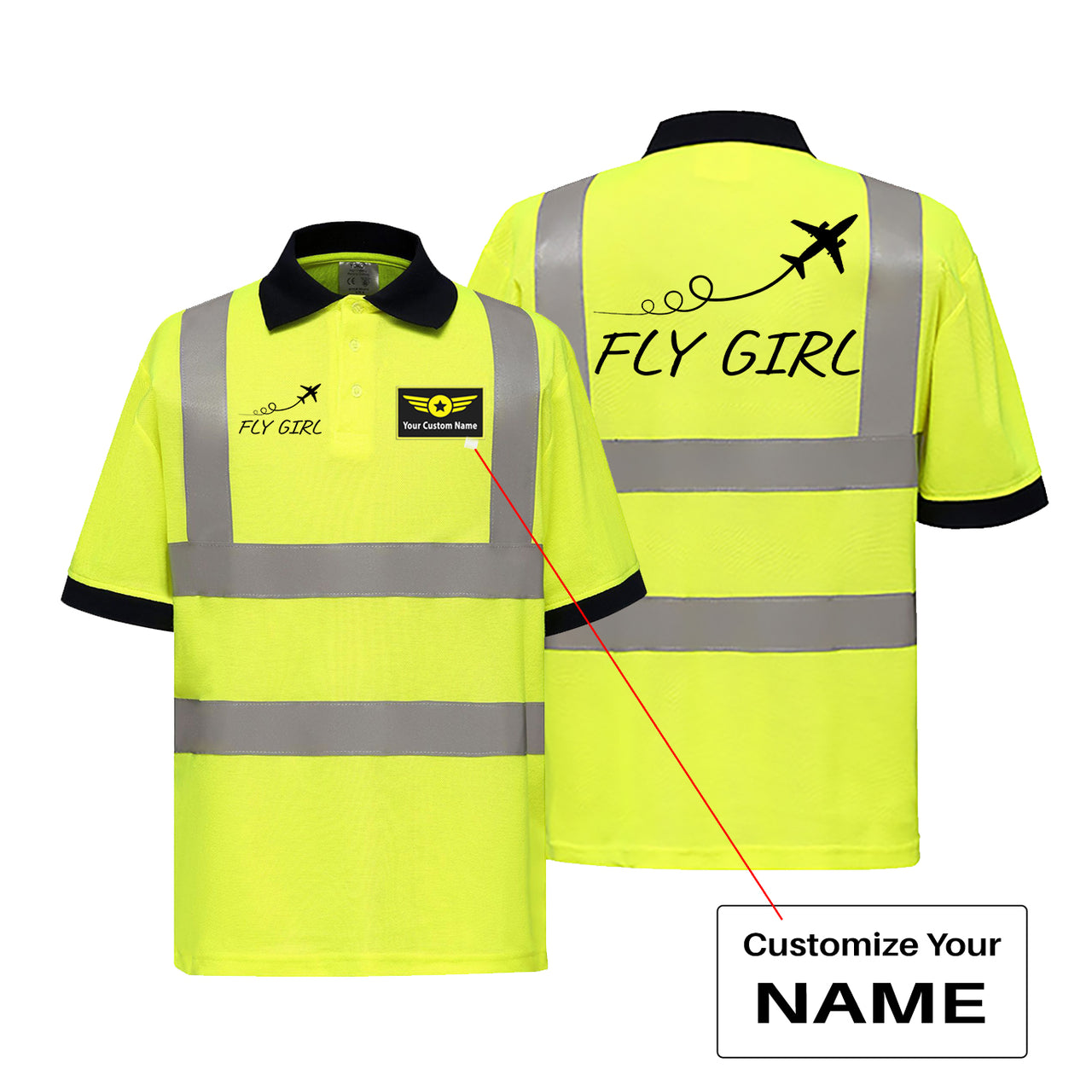 Just Fly It & Fly Girl Designed Reflective Polo T-Shirts