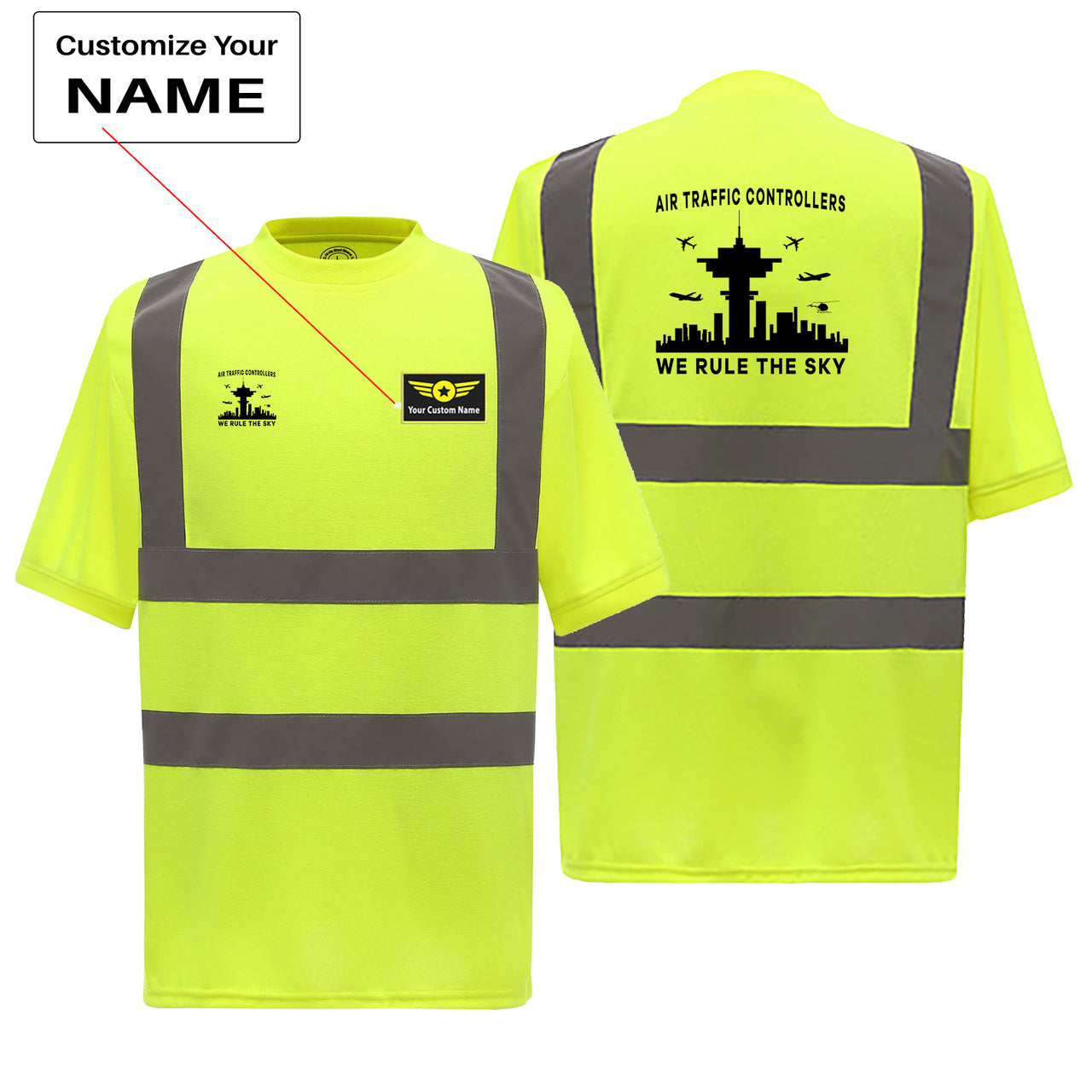 Air Traffic Controllers - We Rule The Sky Designed Reflective T-Shirts