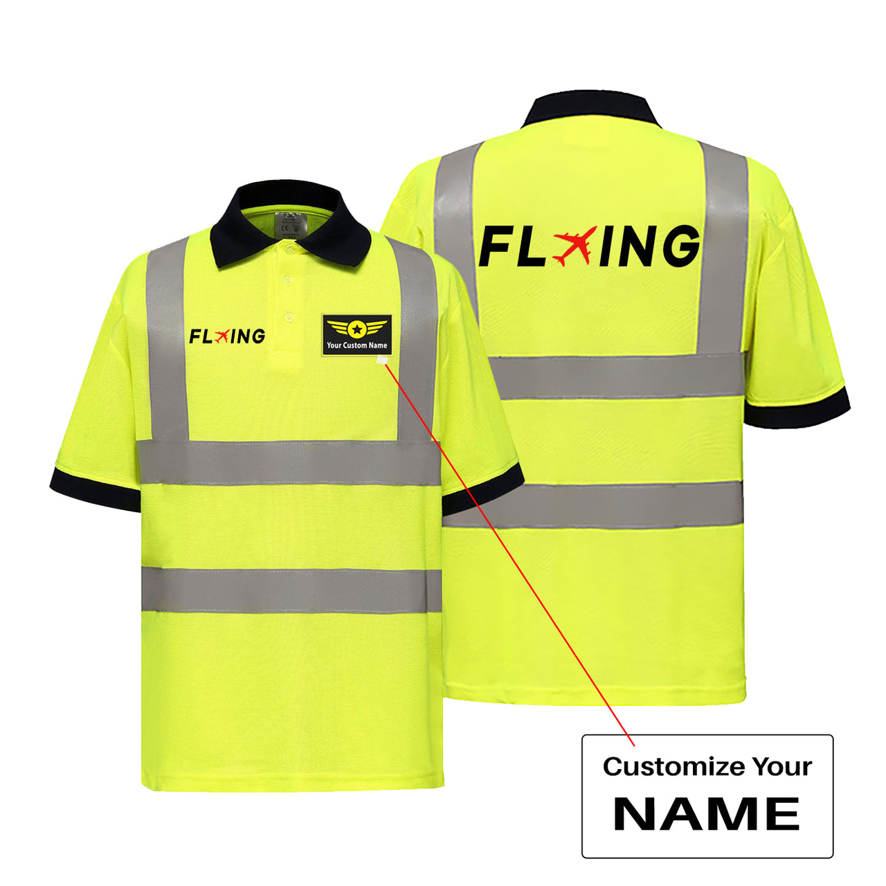 Flying Designed Reflective Polo T-Shirts