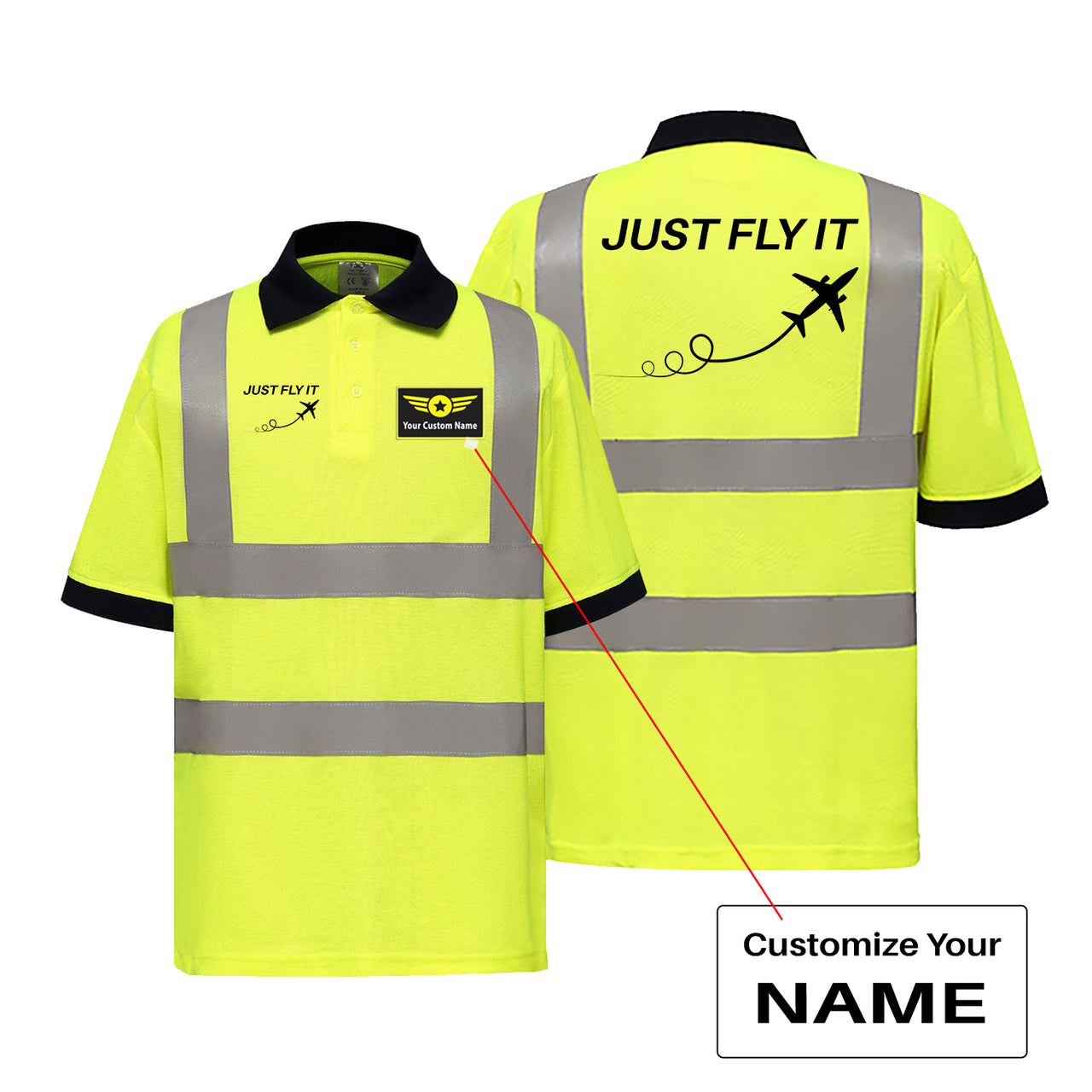 Just Fly It Designed Reflective Polo T-Shirts