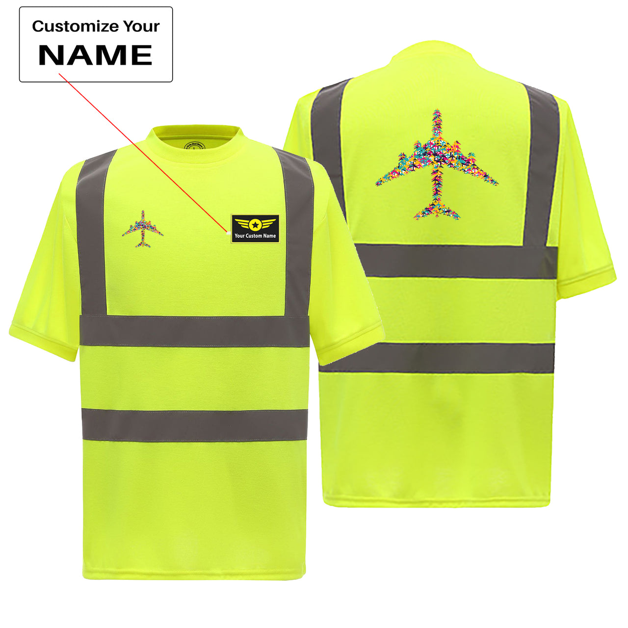 Colourful Airplane Designed Reflective T-Shirts