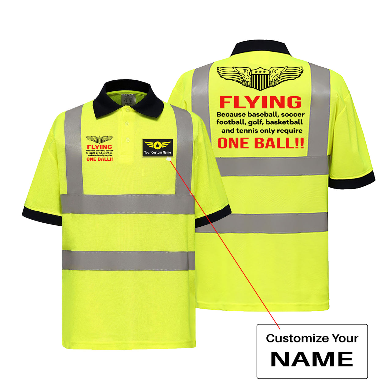 Flying One Ball Designed Reflective Polo T-Shirts