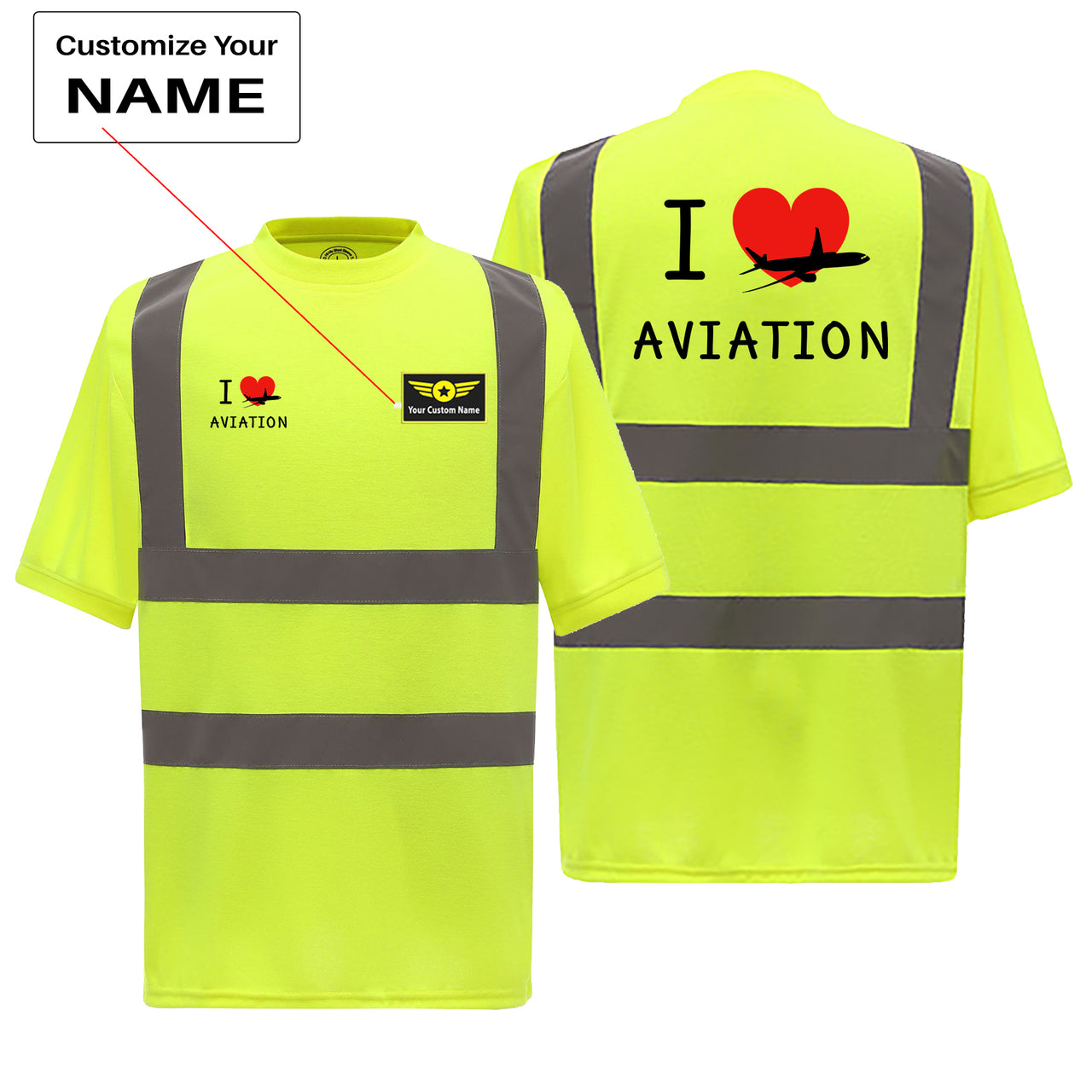 I Love Aviation Designed Reflective T-Shirts