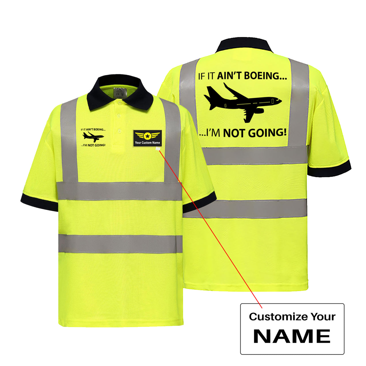 If It Ain't Boeing I'm Not Going! Designed Reflective Polo T-Shirts