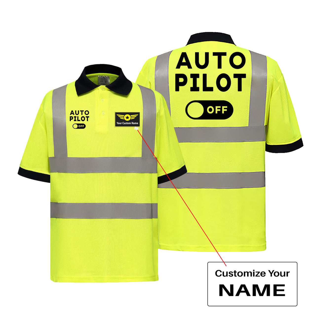 Auto Pilot Off Designed Reflective Polo T-Shirts