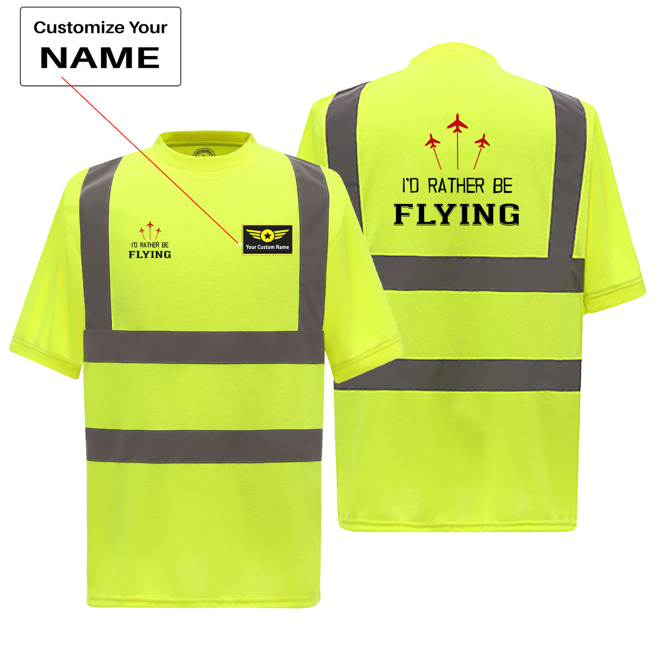 I'D Rather Be Flying Designed Reflective T-Shirts