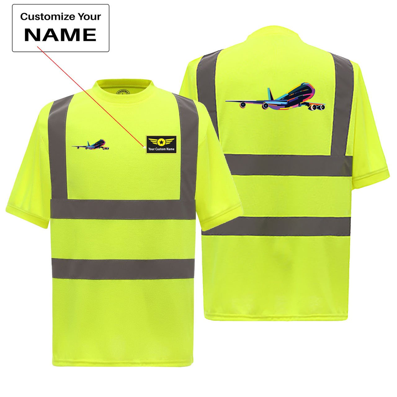 Multicolor Airplane Designed Reflective T-Shirts