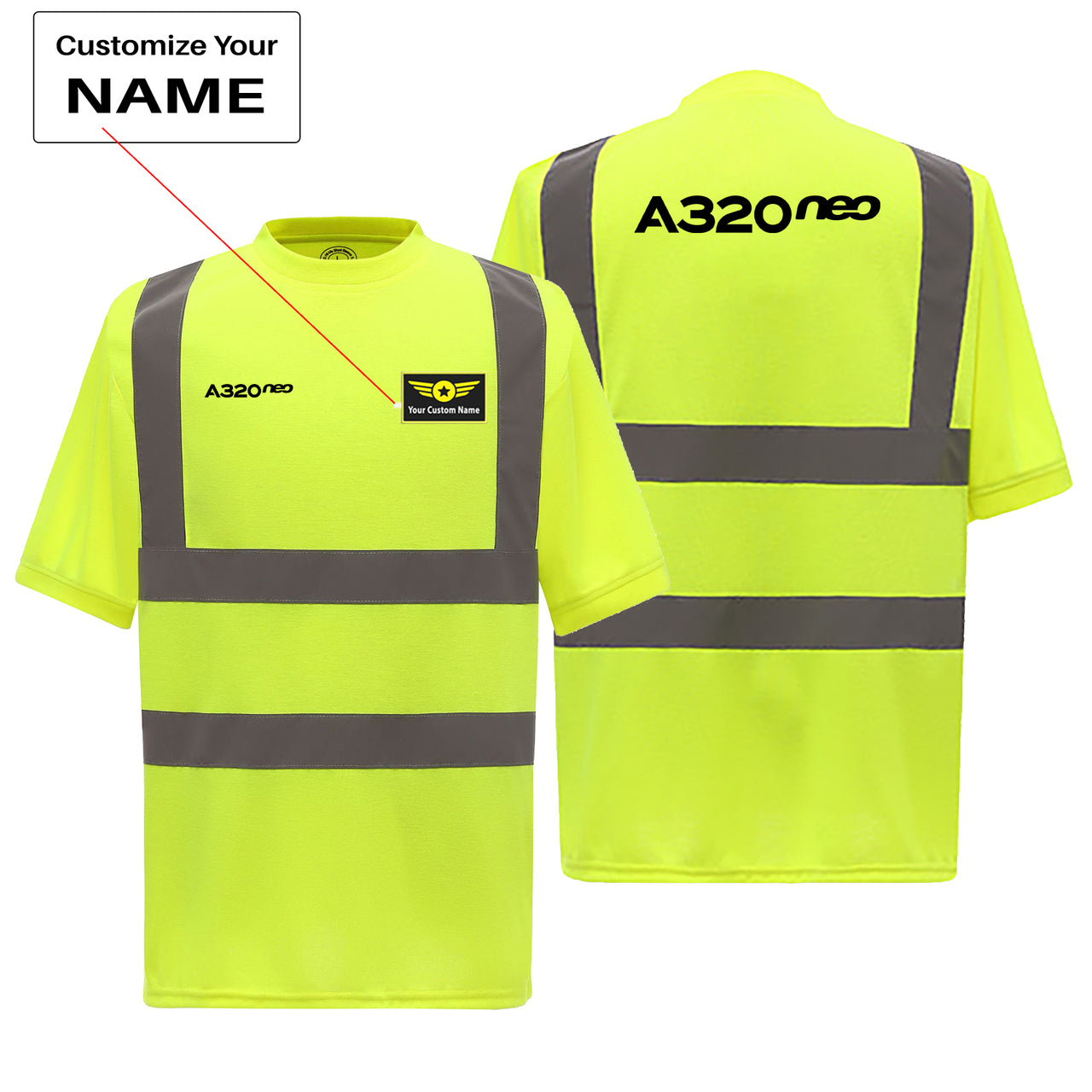 A320neo & Text Designed Reflective T-Shirts