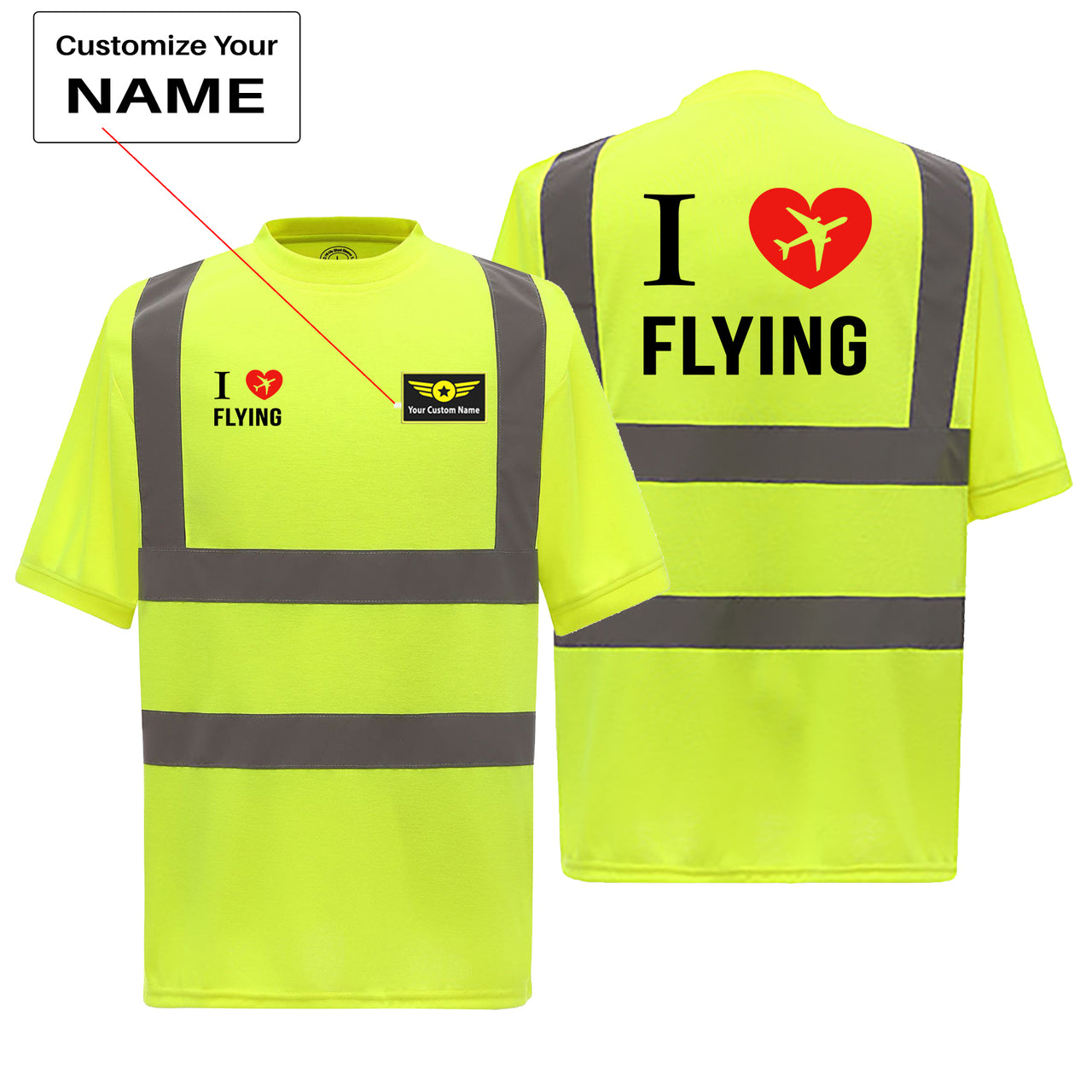 I Love Flying Designed Reflective T-Shirts