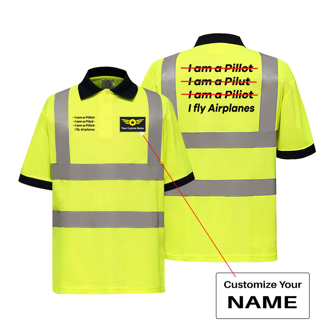 I Fly Airplanes Designed Reflective Polo T-Shirts