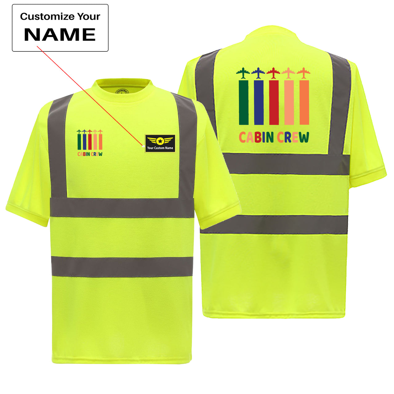 Colourful Cabin Crew Designed Reflective T-Shirts