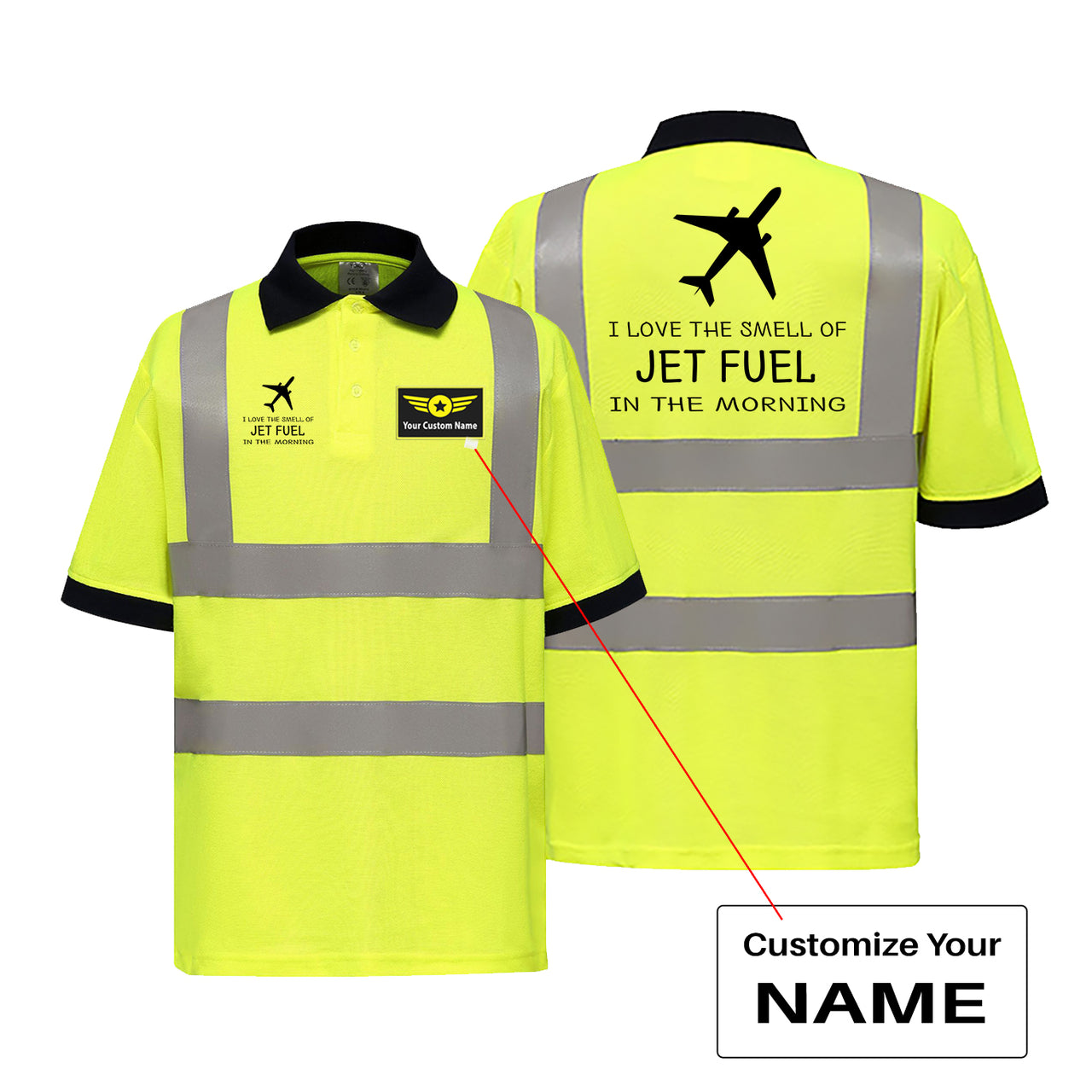 I Love The Smell Of Jet Fuel In The Morning Designed Reflective Polo T-Shirts