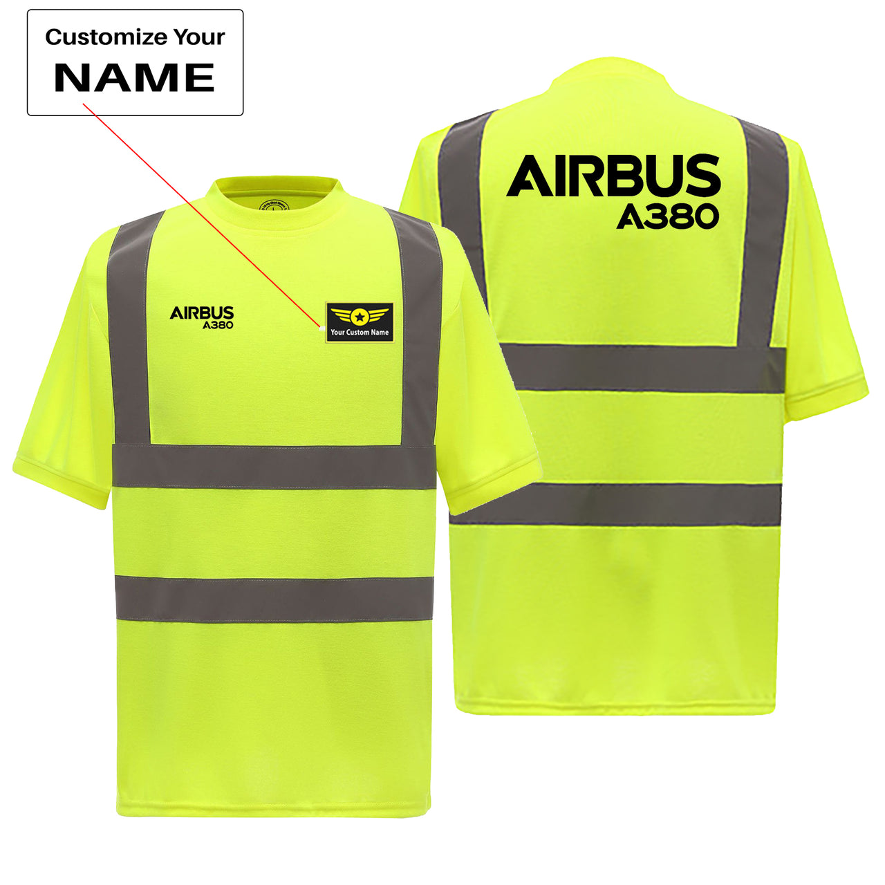 Airbus A380 & Text Designed Reflective T-Shirts