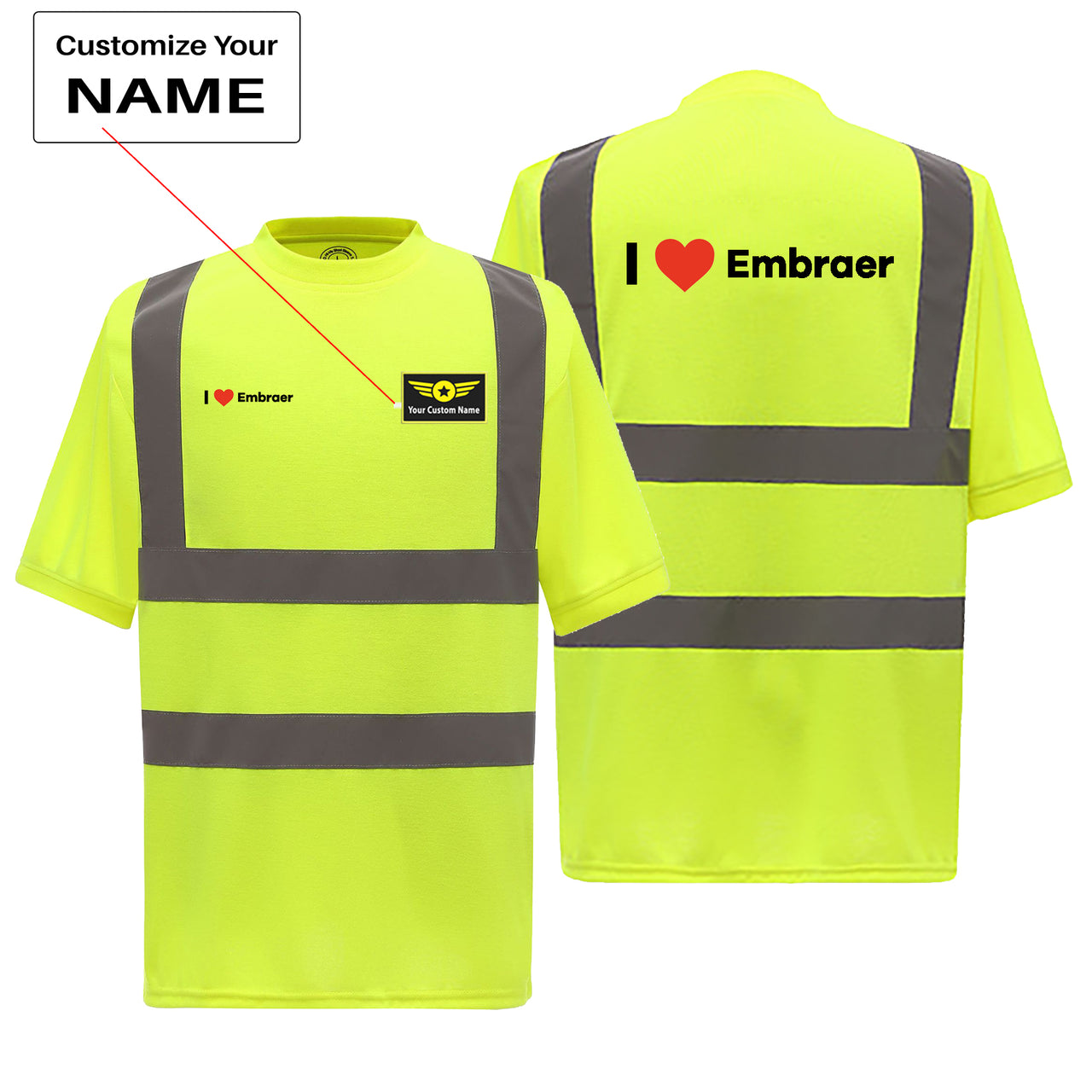 I Love Embraer Designed Reflective T-Shirts