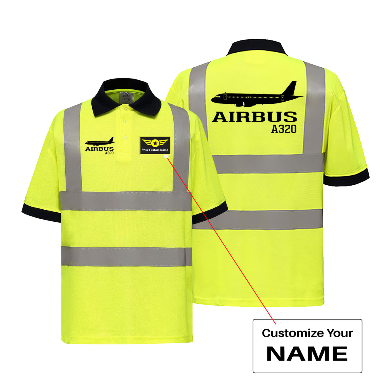 Airbus A320 Printed Designed Reflective Polo T-Shirts