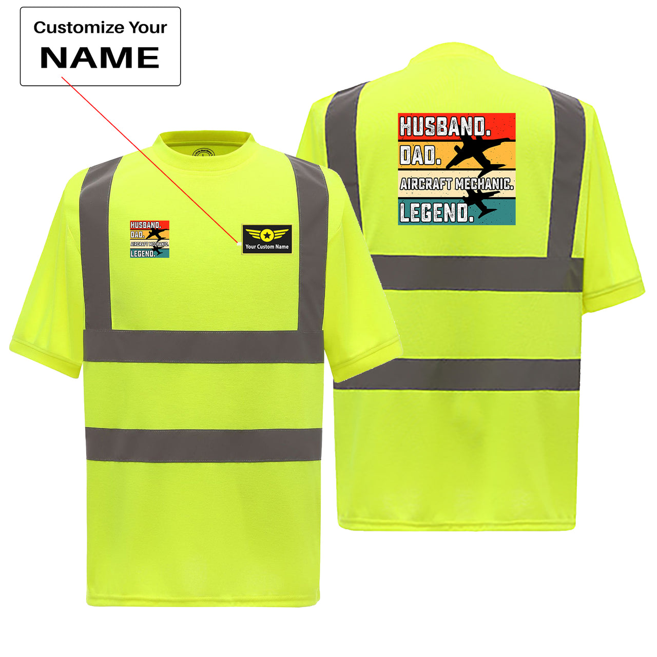 Husband & Dad & Aircraft Mechanic & Legend Designed Reflective T-Shirts