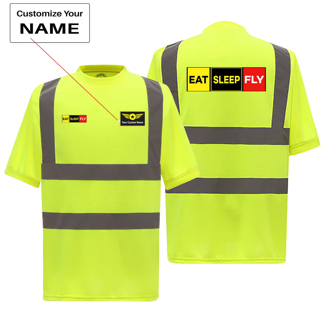 Eat Sleep Fly (Colourful) Designed Reflective T-Shirts