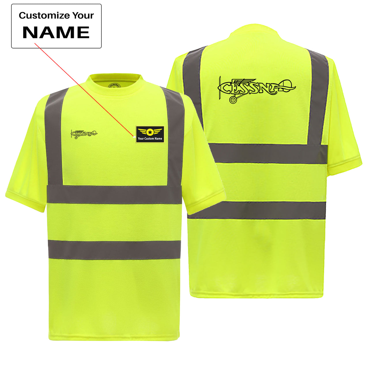 Special Cessna Text Designed Reflective T-Shirts