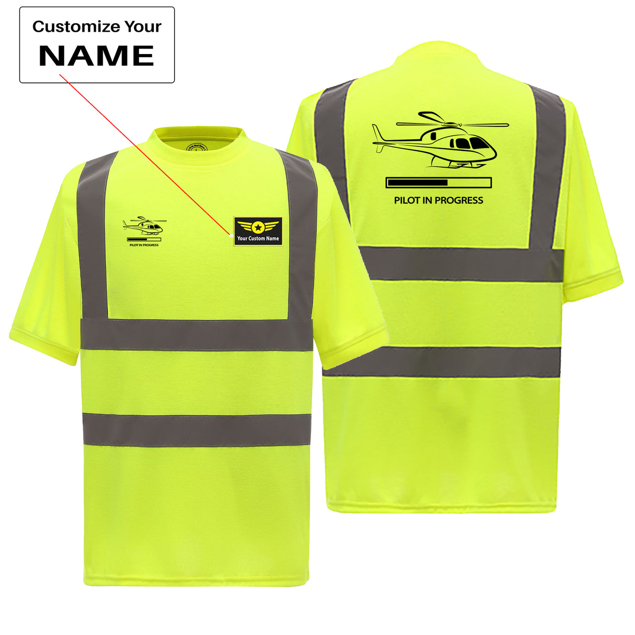 Pilot In Progress (Helicopter) Designed Reflective T-Shirts