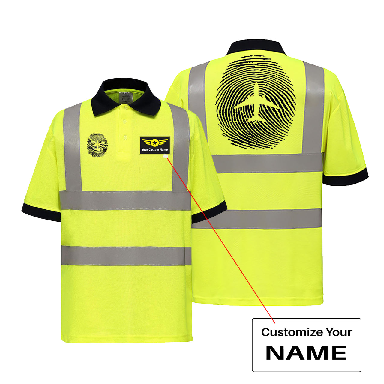 Aviation Finger Print Designed Reflective Polo T-Shirts