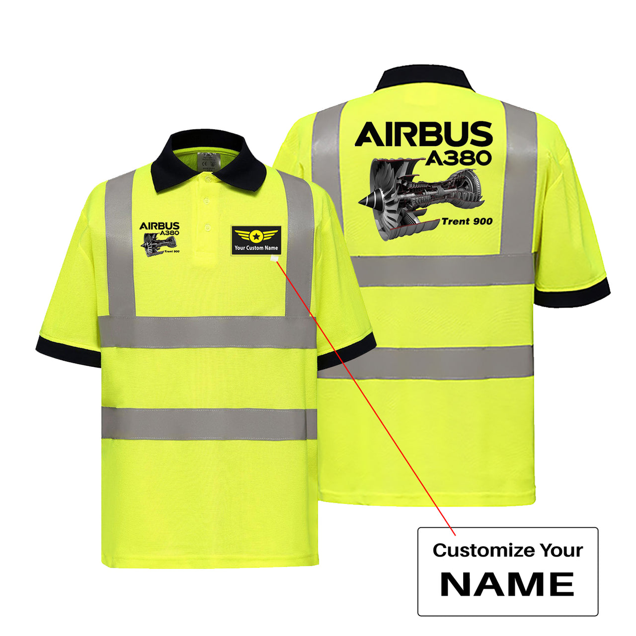 Airbus A380 & Trent 900 Engine Designed Reflective Polo T-Shirts