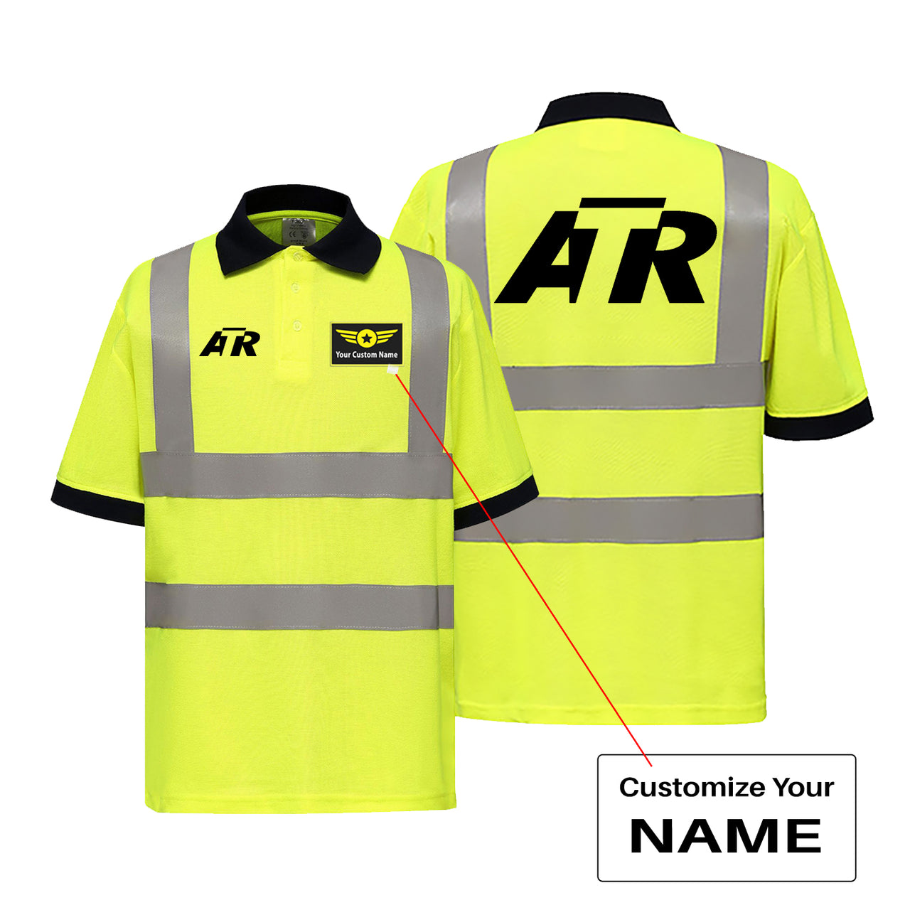 ATR & Text Designed Reflective Polo T-Shirts