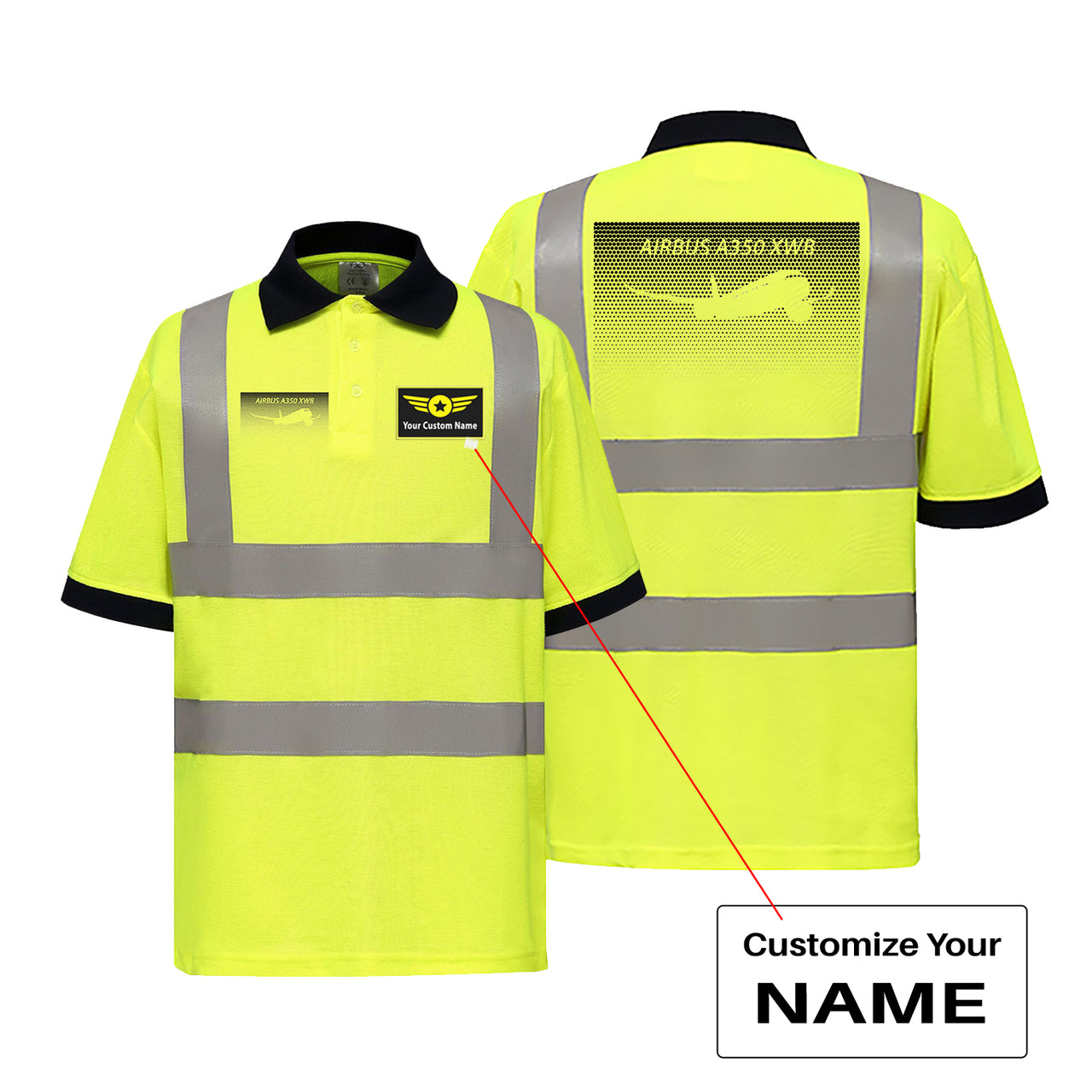 Airbus A350XWB & Dots Designed Reflective Polo T-Shirts