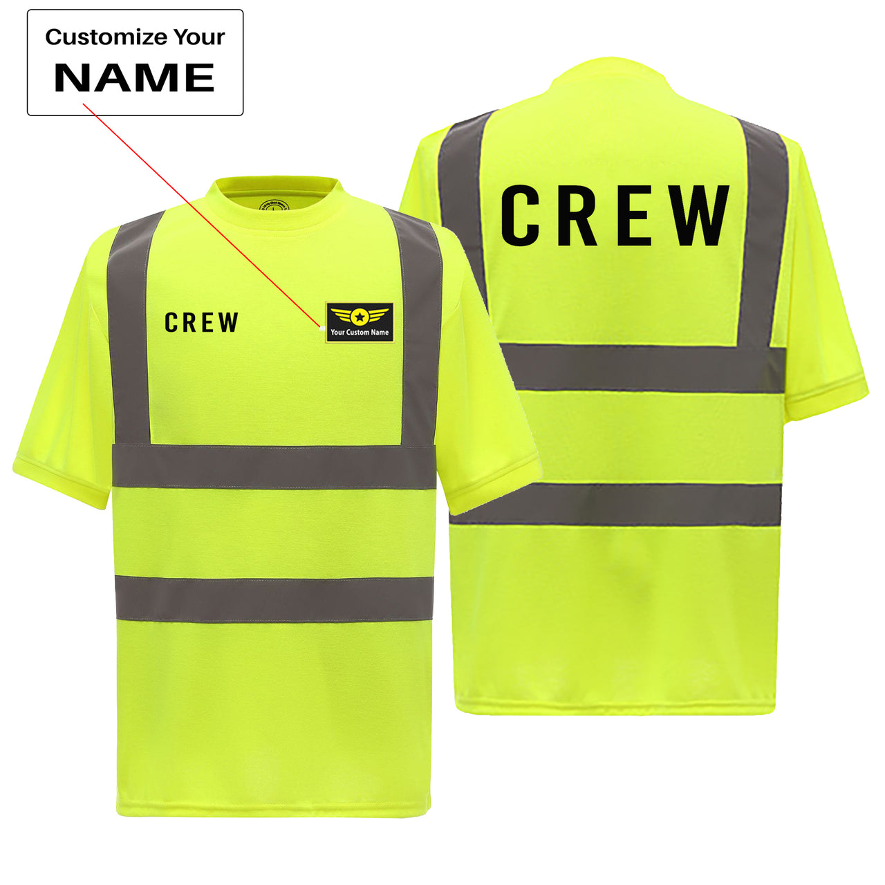 CREW & Text Designed Reflective T-Shirts