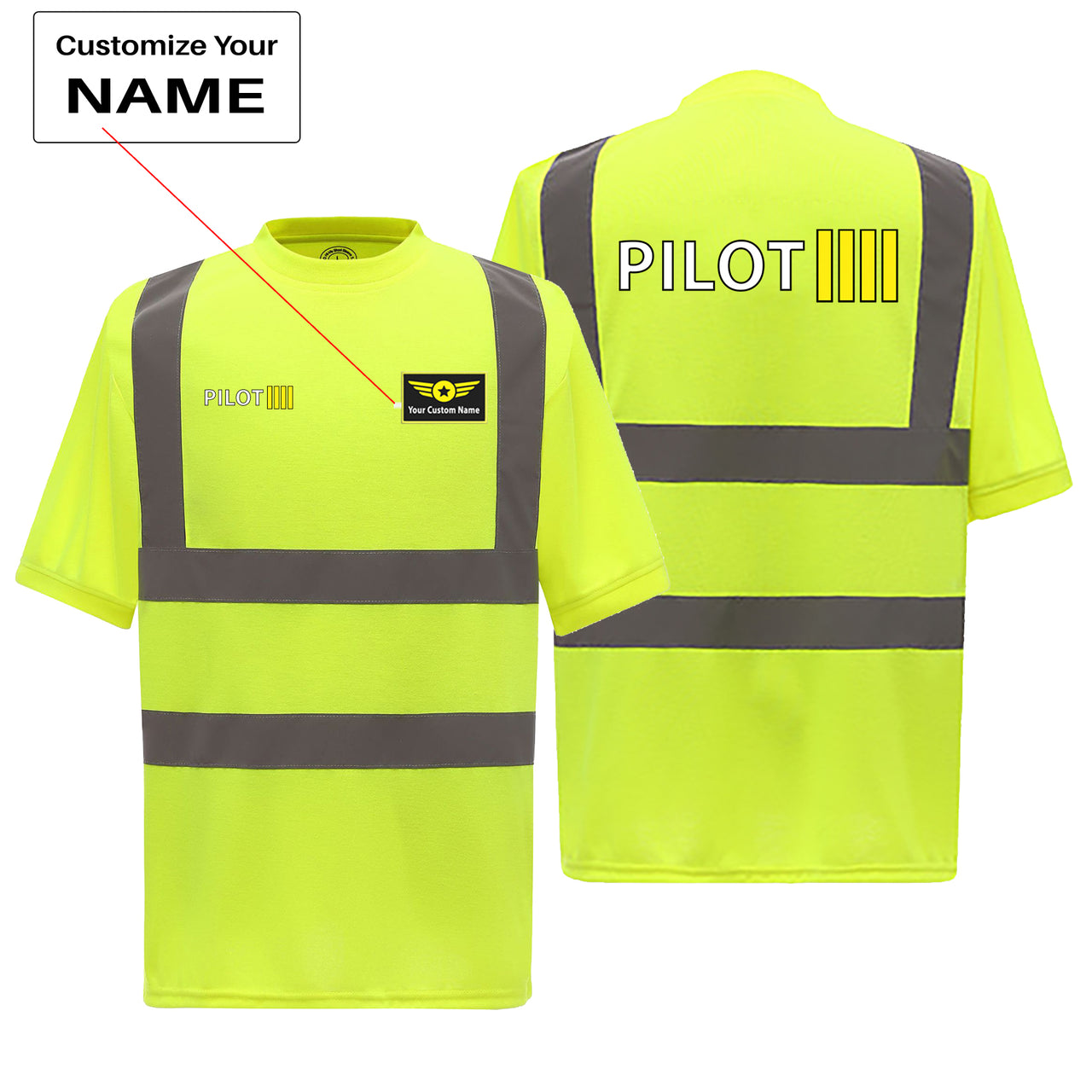 Pilot & Stripes (4 Lines) Designed Reflective T-Shirts