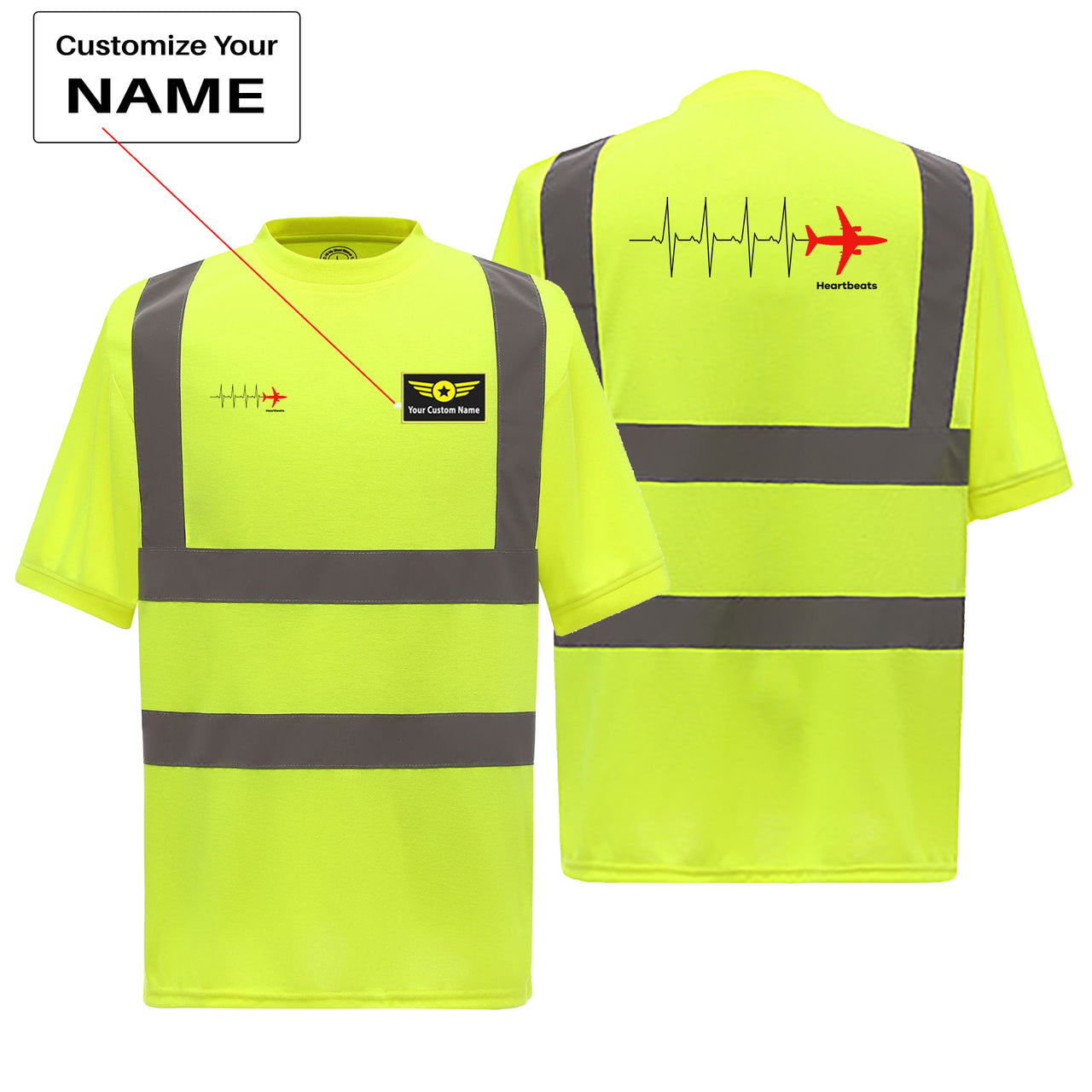 Aviation Heartbeats Designed Reflective T-Shirts